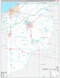 Michigan City-La Porte Metro Area Wall Map Premium Style 2026